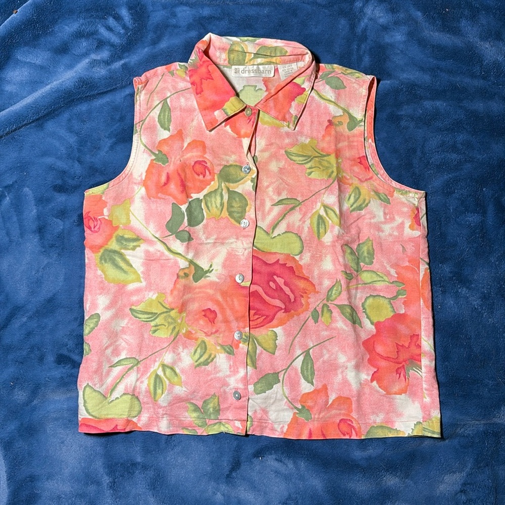 Dressbarn Button-Up Sleeveless Blouse